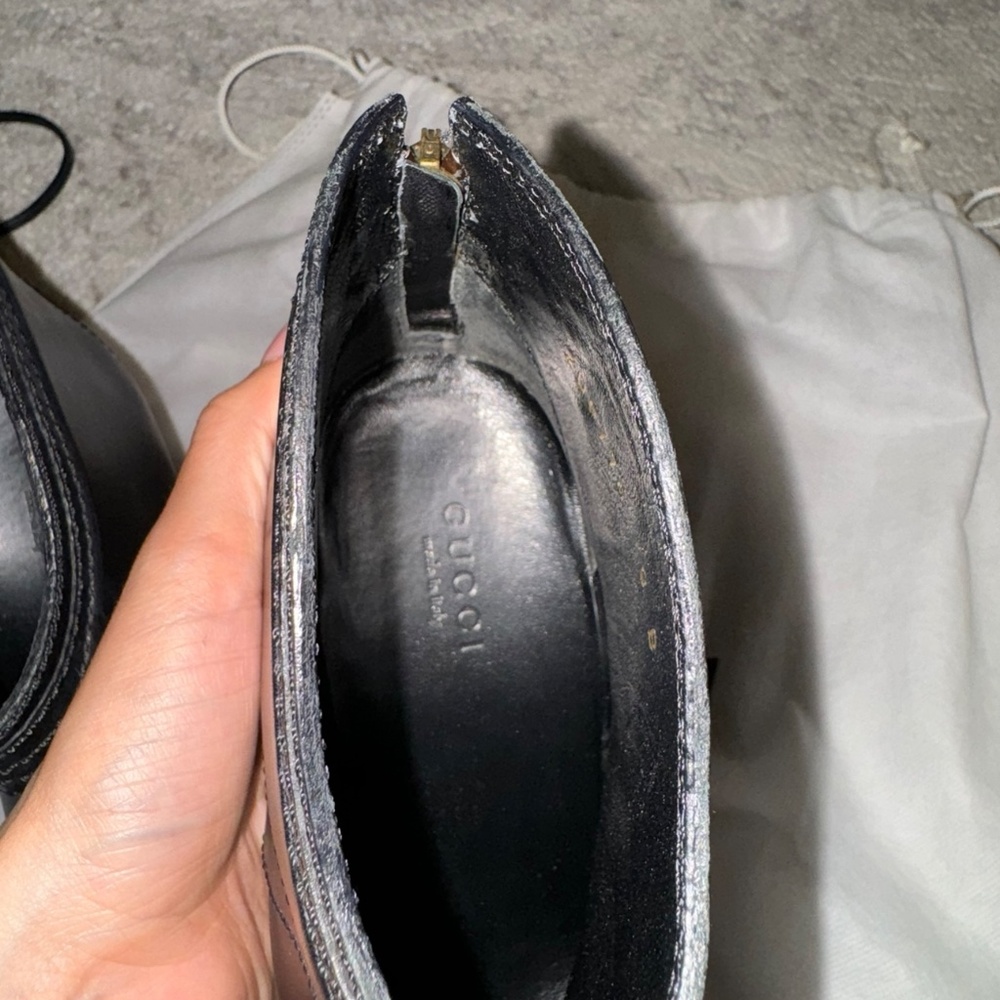 Authentic leather Gucci black Diana Ankle boots Size 8 - Picture 3 of 11
